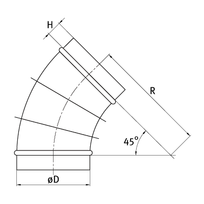 Kolano segmentowe 45° BFE/BFL